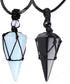 SUNYIK Pack of 2 Black Obsidian & Opalite Pendant Necklace for Couple,