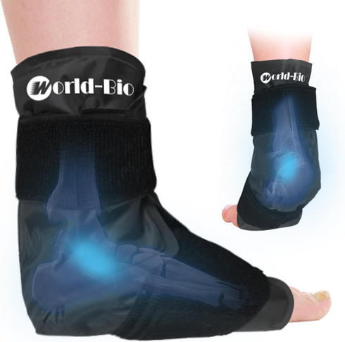 Ankle Ice Pack Wrap for Swelling, Reusable Gel Cold Compress Therapy for Foot Pain Relief and Injuries