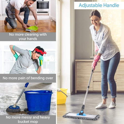 MANGOTIME Microfiber Dust Mop for Hardwood Floors - Dry Floor Mop with 4 Washable Pads and Aluminum Mop Head