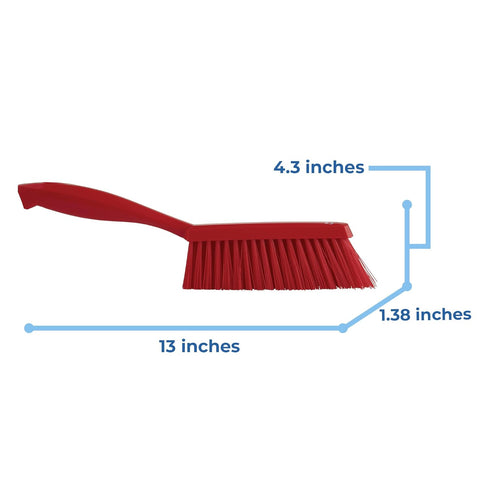 Vikan 45894 Bench Cleaning Brush, Polypropylene/Polyester Medium Bristle Dustpan Brush & Sweeper, 14 Inch, Red