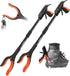 Jellas 2-Pack 32 Inch Grabber Reacher Tool with Magnetic Tip, 360 Degrees Rotating Jaw, Shoehorn for Elderly (Orange)