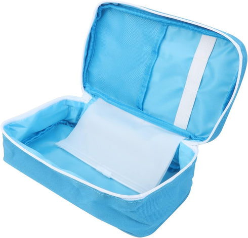 First Aid Bag, Empty Medical Storage Kit, Red Trauma Bag for Emergency First Aid Kits - Blue Handle