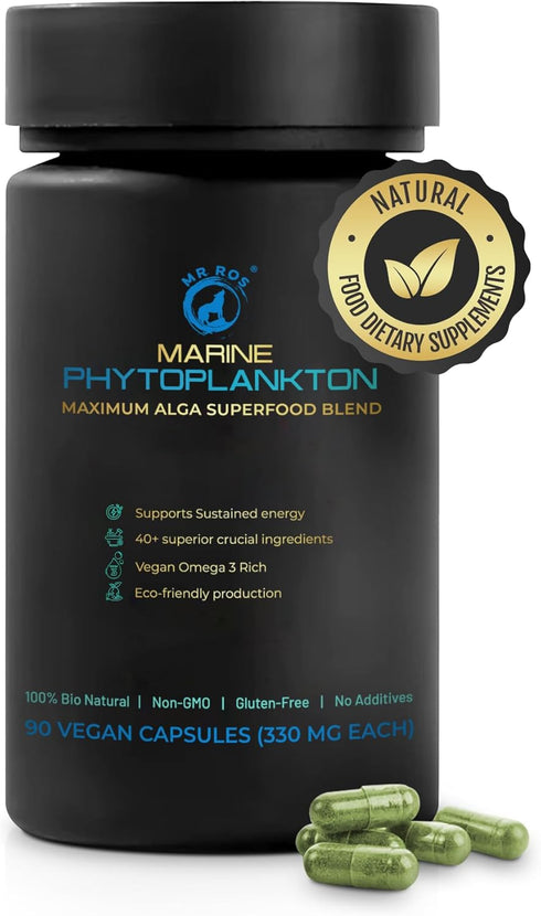 Marine Phytoplankton Capsules, 90 Vegan Capsules - Natural Energy, Immune, Cognitive Support