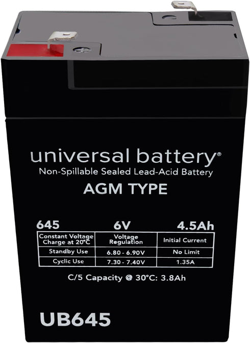 UPG UB645 6V 4.5AH .187 (D5733) Sealed Lead Acid (SLA) Battery TT