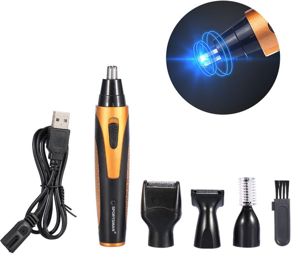 Semme Nose Hair Trimmer - 4-in-1 Rechargeable Cordless Waterproof for Men and Women, with Gift Washing Brush