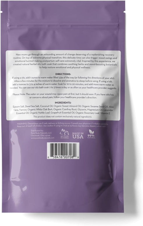 Pure Body Naturals Sitz Bath Salt, 32 Oz, Postpartum Care and Hemorrhoid Treatment
