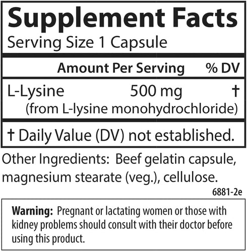 Carlson Labs L-Lysine, 500mg, 100 Capsules
