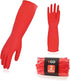 Vgo... 2-Pairs Red Dishwashing Gloves, Reusable Household Kitchen Gloves, Long Sleeve, Thick Latex
