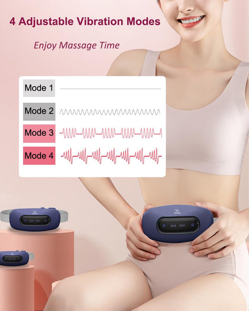 Electric Heating Pad, Portable Cordless Menstrual Heating Pad with 4 Heat Levels and 4 Massage Modes, Navy Blue