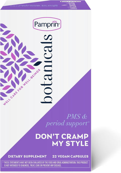 Pamprin Botanicals Supplement for PMS & Period Support - 22 Count, with Ashwagandha, Magnesium, Turmeric & Vitamin B6
