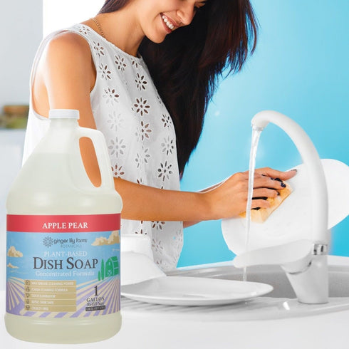 Ginger Lily Farms Botanicals Plant-Based Liquid Dish Soap, Apple Pear Scent, 1 Gallon Refill (128 Fl. Oz.)