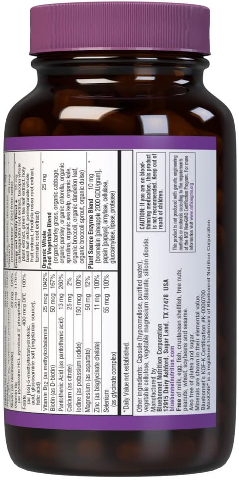 Bluebonnet Nutrition Maxi One (Iron-Free), Whole Food Multiple, 90 Count