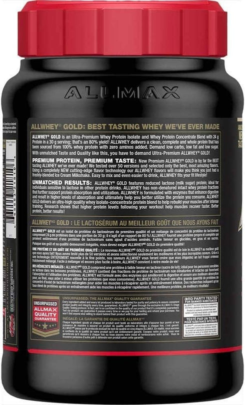 ALLMAX Nutrition Gold ALLWHEY, Strawberry - 2 lb, 24 Grams of Protein Per Scoop