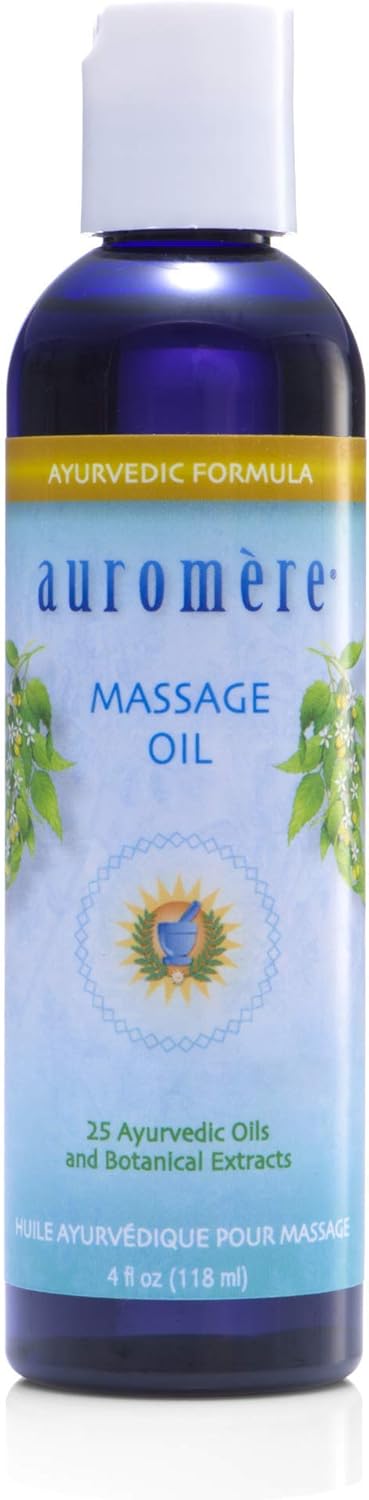 Auromere Ayurvedic Massage Oil - Vegan, Cruelty Free, Natural, 4 fl oz with Cold-Pressed Sesame Oil