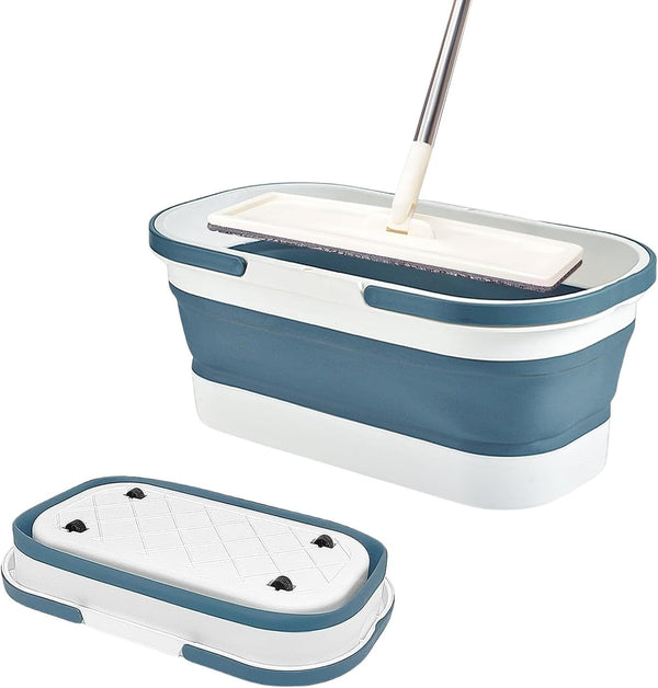 Collapsible Plastic Mop Bucket - 12L (3.17 Gallon) Foldable Mop Bucket with Handle for House Cleaning, Car Washing
