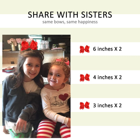 Red Hair Bows for Girls and Toddlers, 6 Pcs Red Bows in Various Sizes