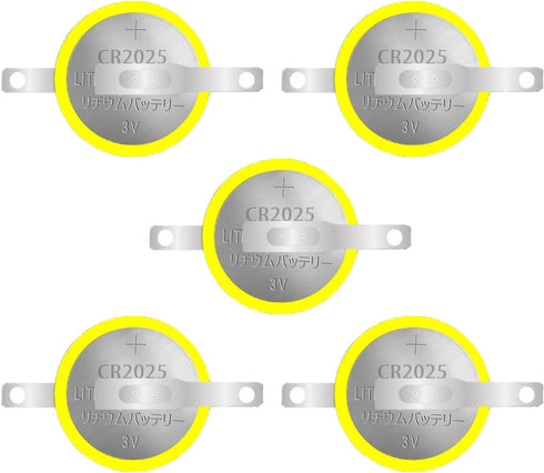 5 Pack 3V Tabbed CR2025 Batteries, Gameboy Cartridge Battery Solder Tabs Lithium Battery for Gameboy Color