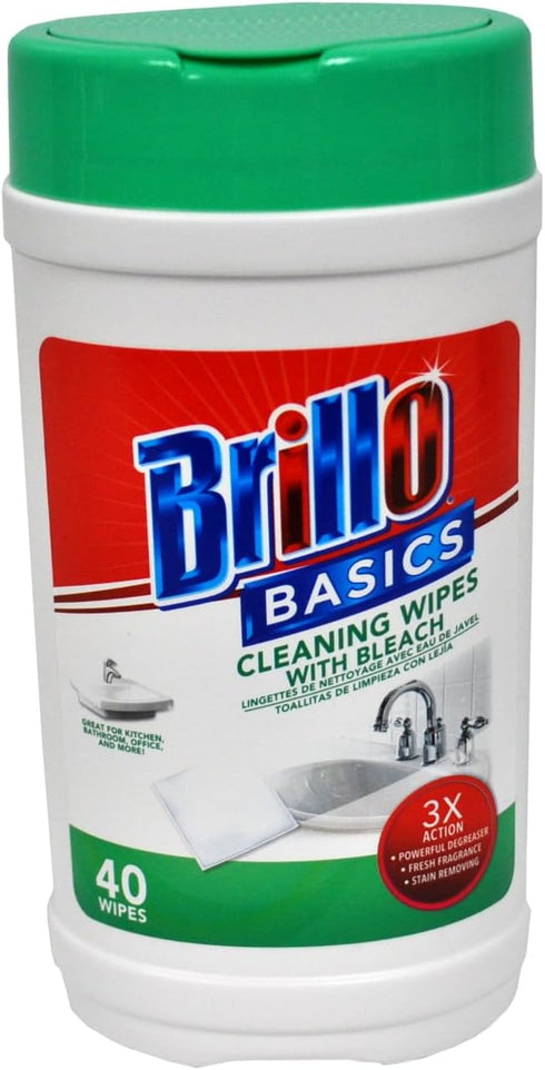 Multi Surface Cleaning Wipes with Bleach, 40 Wipes for Effective Cleaning