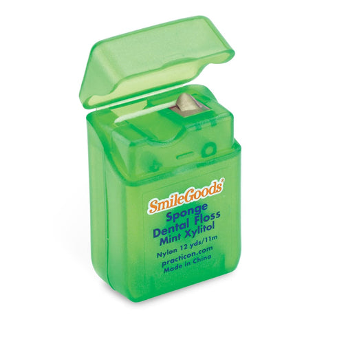SmileGoods Sponge Dental Floss, 12 yds, Mint Xylitol, Bulk Pack of 72 for Fresh Breath and Oral Hygiene