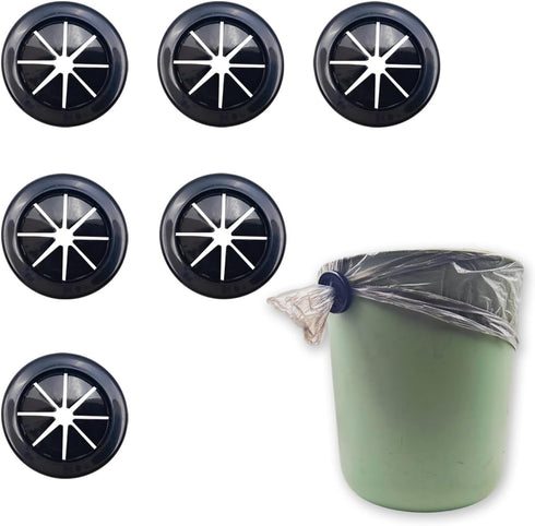 6 Pcs Black Trash Bag Holder, Reusable Trash Liner Cinch for Securing Liners, Ideal for Outdoors and Home Use