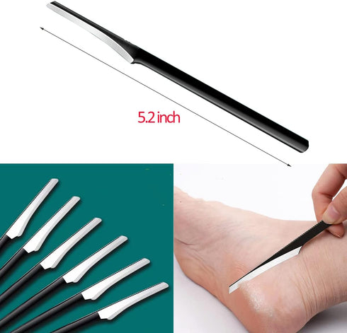 Professional Pedicure Knife Tools, Stainless Steel Foot Dead Skin Scraper, 3Pcs Black Scrubber