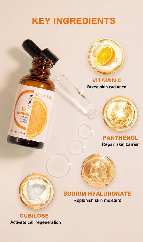 Premium Vitamin C Serum for Face, Anti Aging with Hyaluronic Acid, Panthenol, Retinol & Amino Acids for Hydration