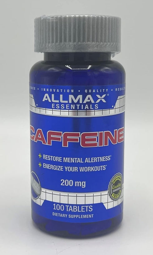 ALLMAX Nutrition Caffeine Pills - 200 mg, 100 Tablets for Sustained Energy & Pre-Workout Mental Focus, Fast Absorbing &