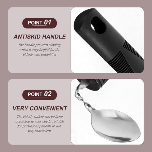 SOLUSTRE 3pcs Adaptive Utensils, Easy Grip Silverware Built Up Bendable Fork, Teaspoon, Tablespoon for Elderly,