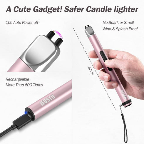 Electric Candle Lighter - Rechargeable USB Arc Windproof Flameless Plasma Lighter with Long Stick, Perfect for BBQ