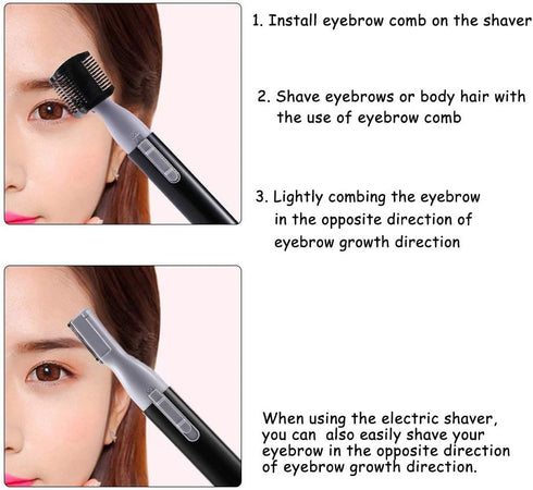 Multi-function Pink Portable Electric Women Facial Trimmer, Eyebrow Shaper Pen, Body Hair Remover