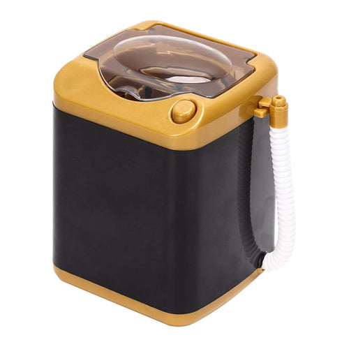 Mini Simulation Washing Machine, Mini Electric Brush Washing Machine for Girls, Ladies Cleaning Cosmetic Tool (Gold)