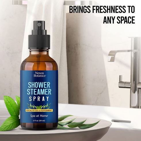 Eucalyptus Peppermint Shower Steamer Spray, 2 fl oz Aromatherapy Mist for Spa, Pure Essential Oils for Clear Breathing