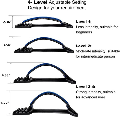 Back Stretcher for Lower Back Pain Relief, 4 Level Adjustable Lumbar Massager, Back Cracker Board for Scoliosis