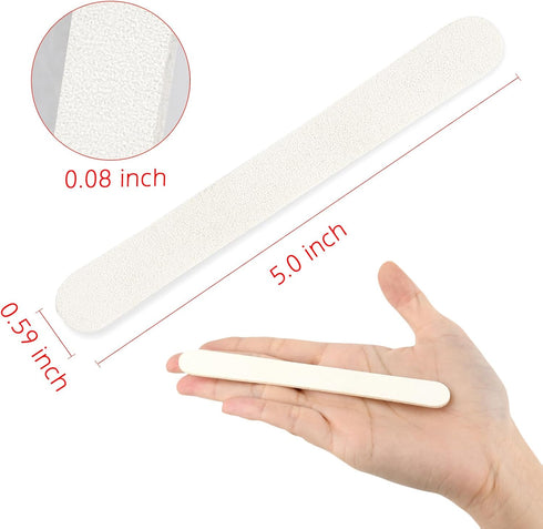 Professional Nail Files Double Sided Emery Board 80/100 Grit for Acrylic Nail Extension, 50Pcs White