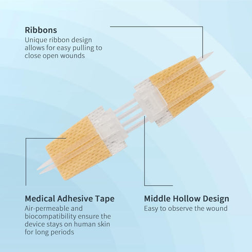 SEABIRD Zip Sutures Wound Closure Device, Emergency Laceration Kit with Bandages and Steri Strips Pack of 2