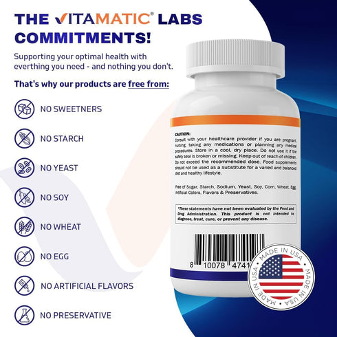 Vitamatic Hydrolyzed Keratin 500mg per Serving, 120 Vegetarian Capsules for Healthy Hair Skin & Nails for Adults