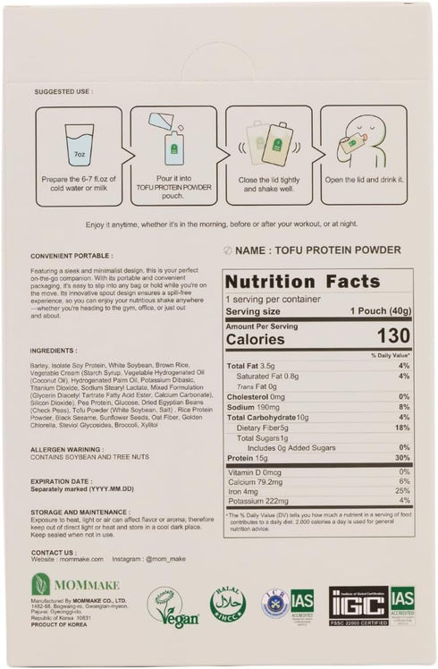 Tofu Protein Shake 0.44lb(200g) Korea Misugaru 15g of Plant Based Protein (200g)