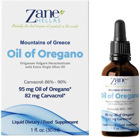 Zane Hellas 50% Oregano Oil - Greek Essential Oil, 1 fl. oz.- 30ml, 86% Min Carvacrol