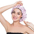 Stain Bonnet Silky Sleep Cap Adjustable Satin Cap for Night Sleeping - Reversible Double Layer Light Purple/Black