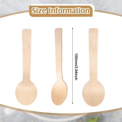 500 Pack Mini Wooden Spoons 3.9 Inch Disposable Wooden Spoons Birch Wooden Dessert Spoons Tiny Wooden Spoons Dessert Utensils for Eating Party Supplies, Chocolate Stirrers
