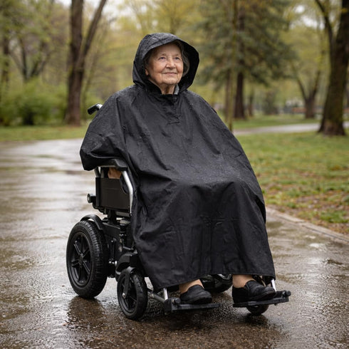 moovon Waterproof Wheelchair Poncho Rain Cover for Electric Wheelchair & Mobility Scooter, Full Body Rain Cape