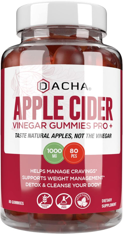 Premium Apple Cider Vinegar Gummies 80 Count, 1000mg Raw, Organic, Unfiltered ACV