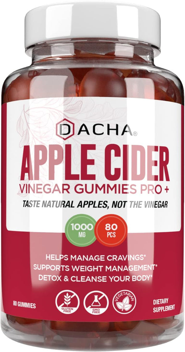 Premium Apple Cider Vinegar Gummies 80 Count, 1000mg Raw, Organic, Unfiltered ACV