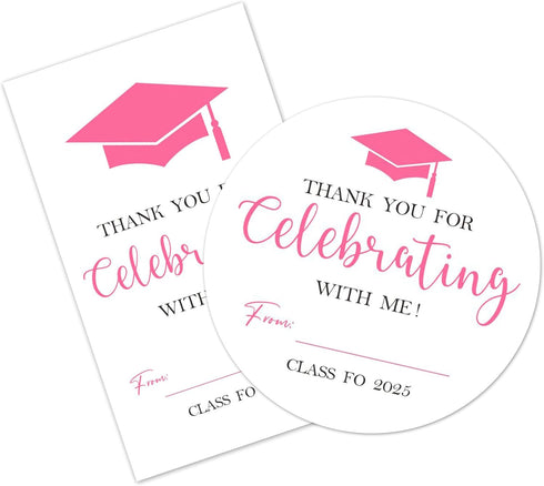 Graduation Stickers Set - Pink 2025 Graduation Season - 40 Self Adhesive