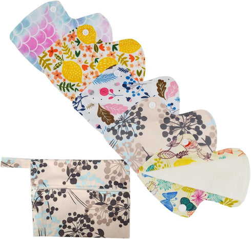 Sigzagor 5 Thong Panty Liners 1 Wet Bag Cloth Menstrual Pads Sanitary Reusable