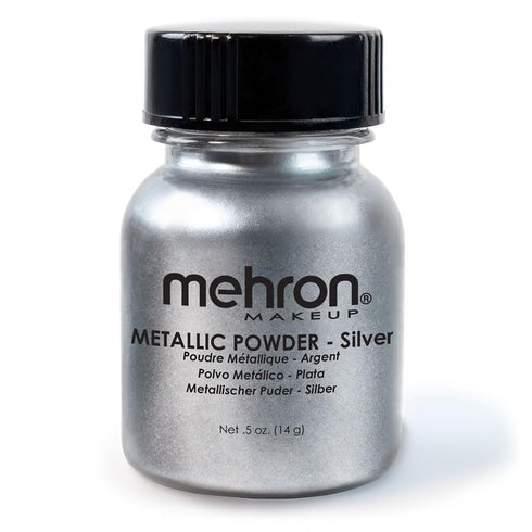 Mehron Makeup Metallic Powder, Chrome Powder Pigment for Face & Body Paint, 0.5 oz (14 g) (Silver)
