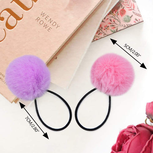 MORGLES 16pcs Pom Pom Hair Ties, Fluffy Ponytail Holders for Girls Toddlers, 2 inch, Multi-colour