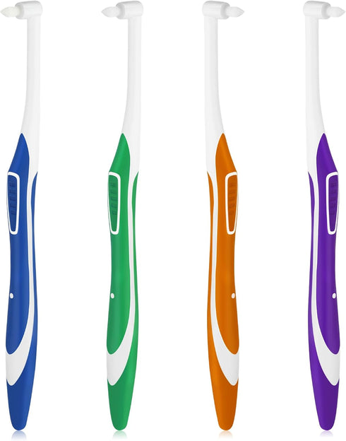 WLLHYF 4 Pcs Tuft Toothbrush Tufted Brush, Interspace Toothbrushes End-Tuft Tapered Toothbrush Soft Orthodontic