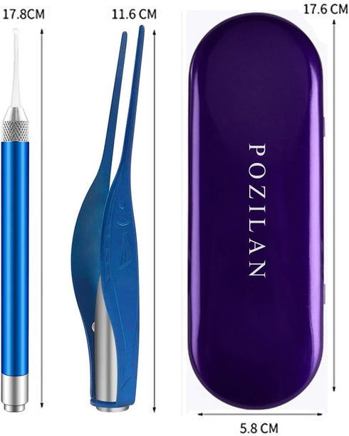 POZILAN Ear Picker Tweezers with LED Light, 8 Pack Ear Wax Removal Tool Cleaner Kit for Kids and Adults, Ear Cleaning