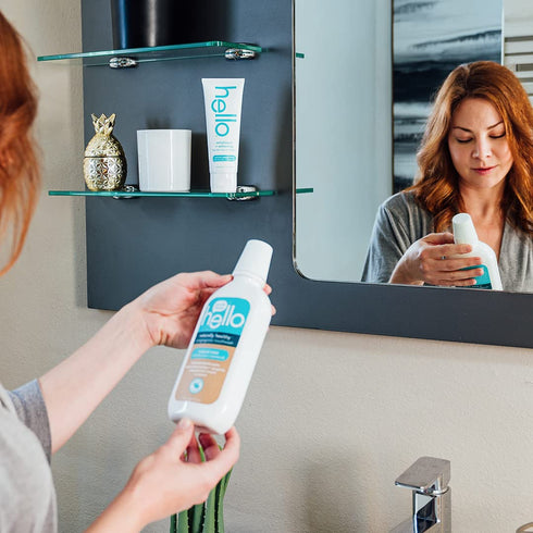 Hello Peace Out Plaque Mouthwash, Antigingivitis Alcohol Free, Natural Mint with Aloe Vera and Coconut Oil, 16 Ounce